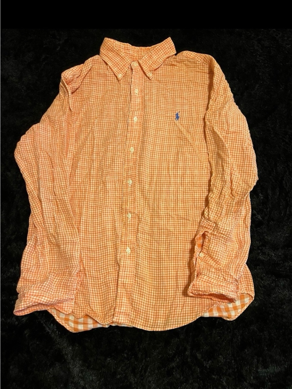 Orange Checkered Ralph Lauren Button-Down Shirt